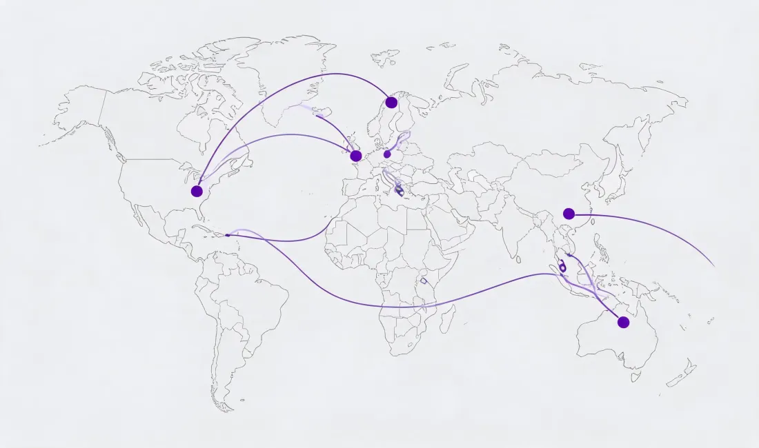 Map illustration showing global iGuzzini project support