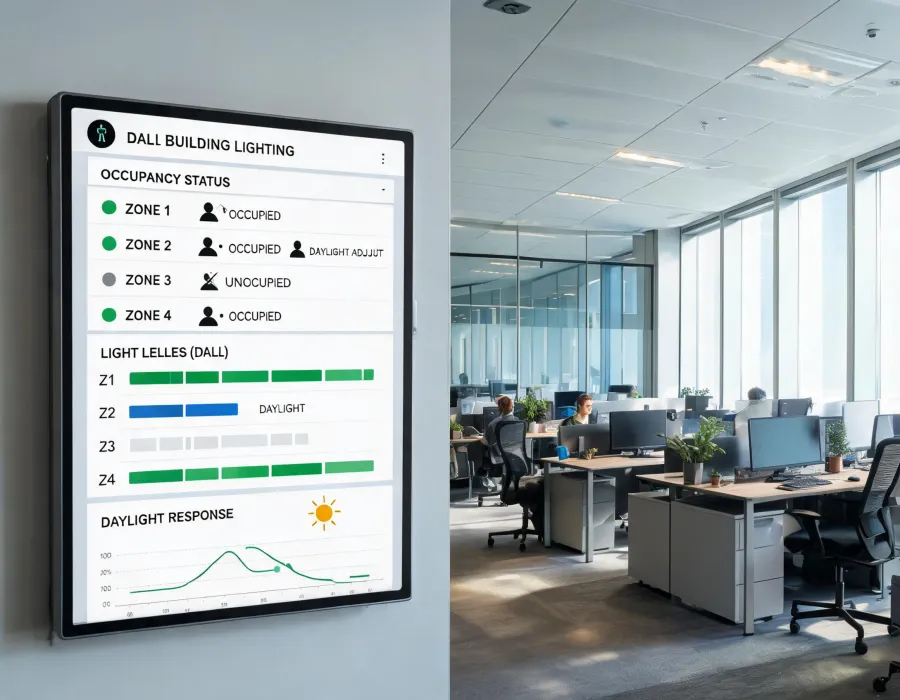 Connected lighting controls dashboard for an architectural interior